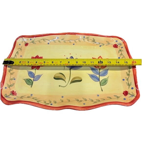 Pfaltzgraff Napoli Rectangular Platter Hand Painted Floral 16x11 Stoneware Dish - Picture 2 of 4